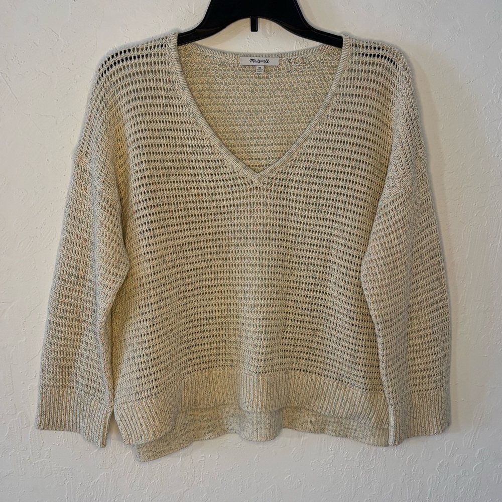 Madewell Size S Rainbow Marled Seville Pullover‎ Sweater Open Knit